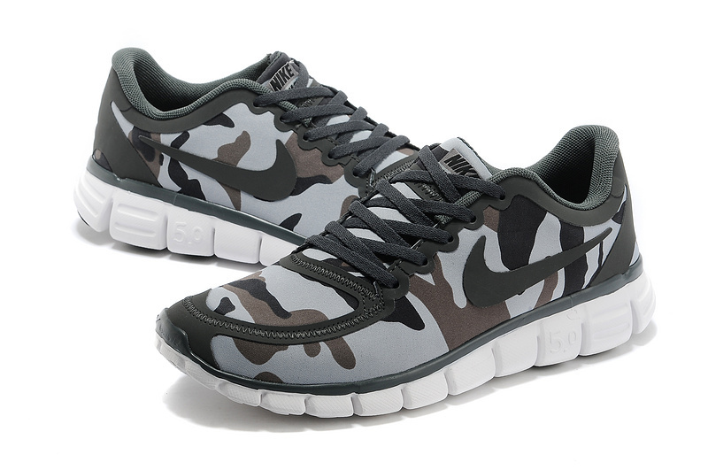 Nike Free 5.0 V4 Camouflage Air Force Grey Shoes - Click Image to Close